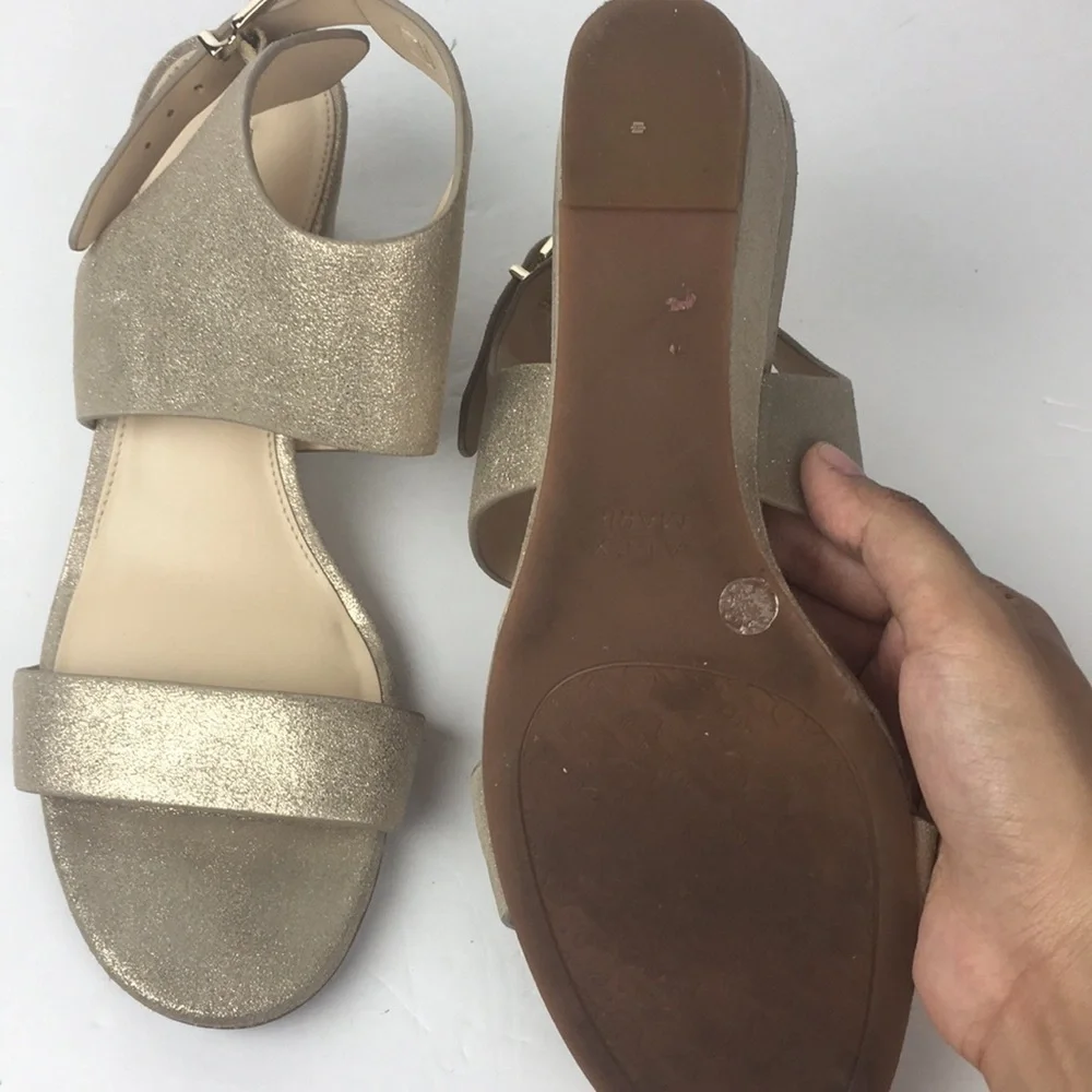Alex Marie Spark Glittery Gold Strappy Wedges 10